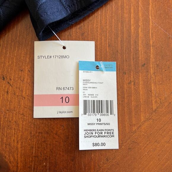 J.Taylor Woman Size 10 Navy Blue Textured Cold Shoulder Knit Dress NWT - Picture 9 of 11